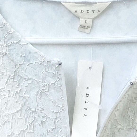 ADIVA White Lace Zip Jacket with Rose Appliqué Women’s Sz L NWT - Picture 6 of 6